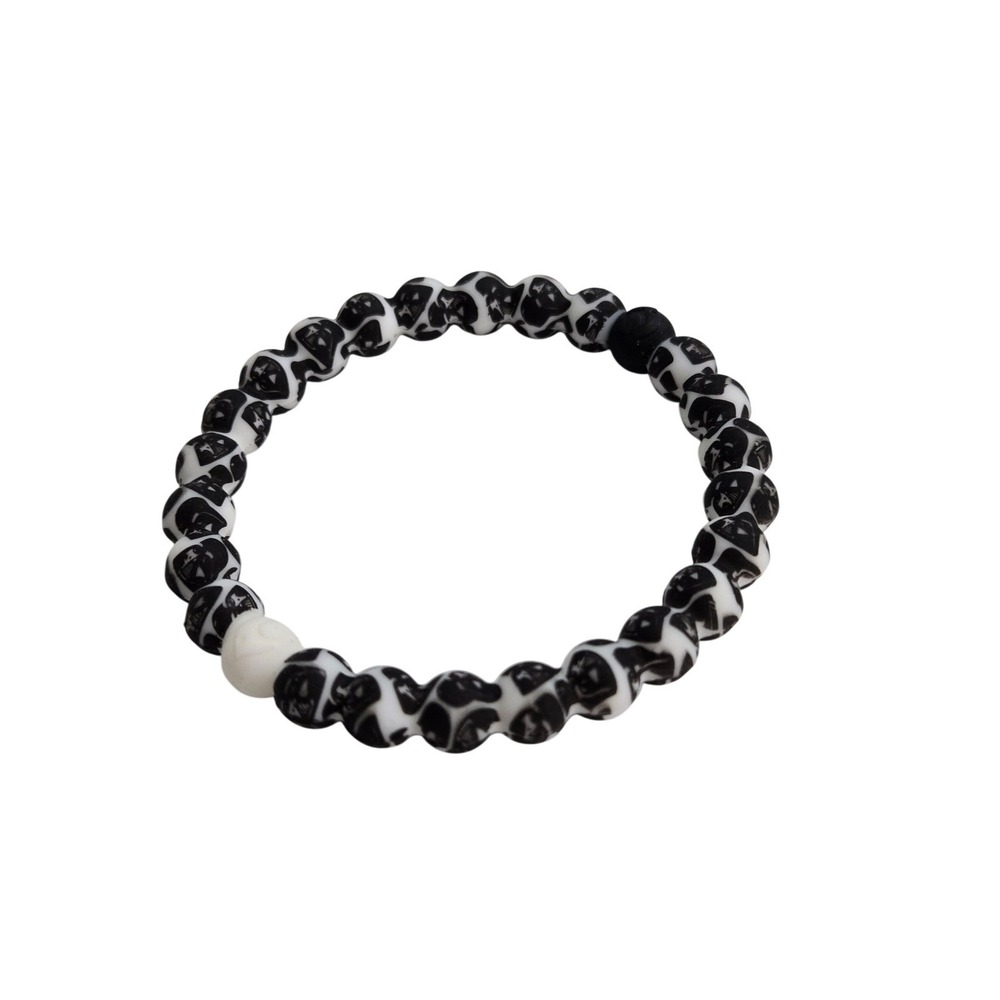Star Wars Unisex Darth Vader Silicone Bead Stretch Bracelet Black White XL